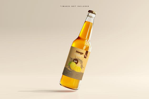 Glass Beverage Bottle Mockup Psd