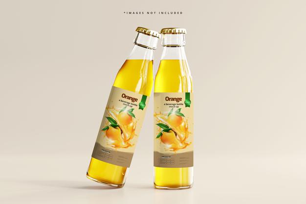 Glass Beverage Bottles Mockup Psd