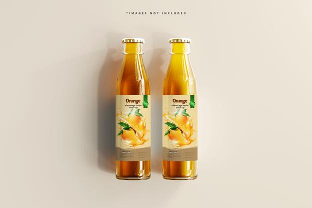 Glass Beverage Bottles Mockup Psd