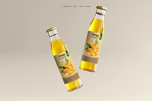 Glass Beverage Bottles Mockup Psd
