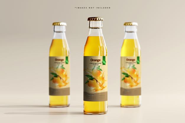 Glass Beverage Bottles Mockup Psd