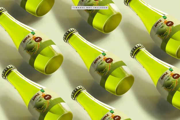 Glass Beverage Bottles Mockup Psd