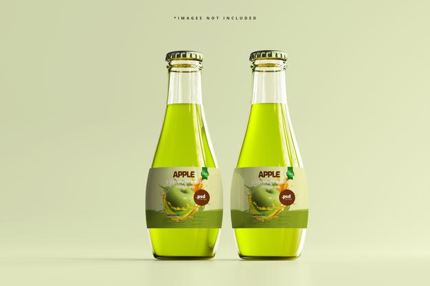 Glass Beverage Bottles Mockup Psd