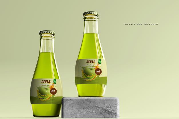 Glass Beverage Bottles Mockup Psd