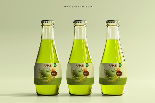 Glass Beverage Bottles Mockup Psd