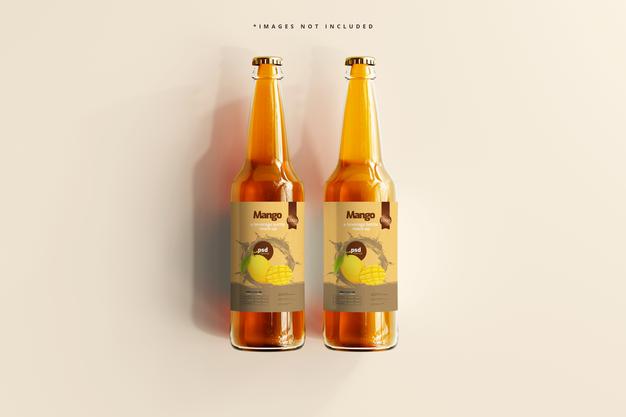 Glass Beverage Bottles Mockup Psd