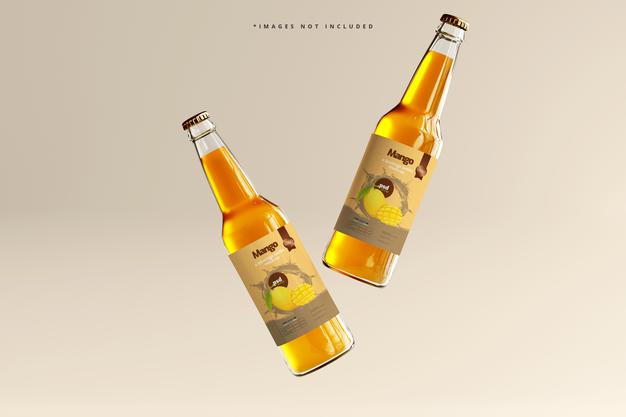 Glass Beverage Bottles Mockup Psd