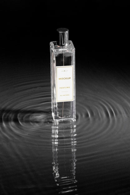Glass Bottle Of Perfume Mock-Up With Clear Water Psd
