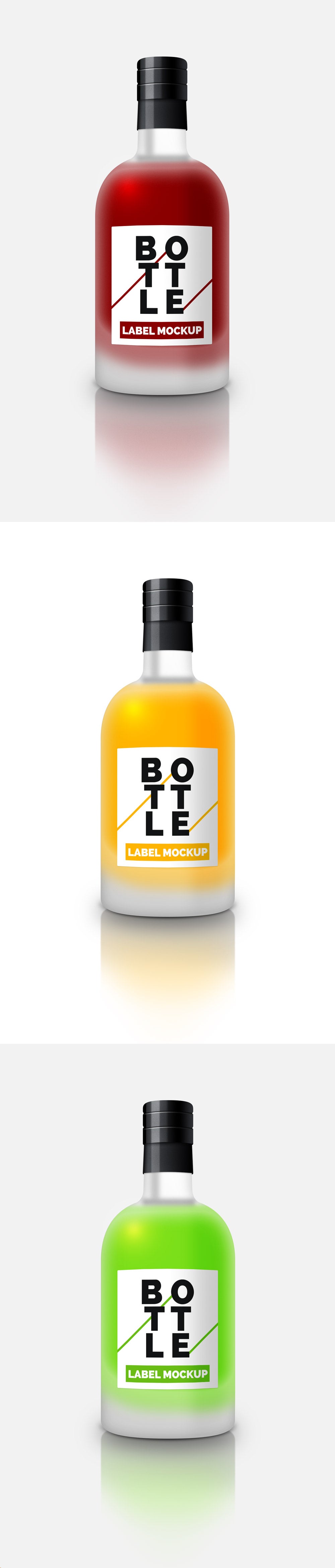 Glass Bottle with Label Tag Mockup PSD