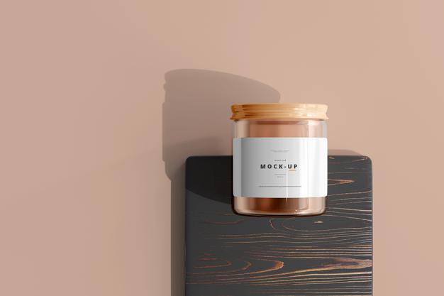 Glass Cosmetic Jar Mockup Psd