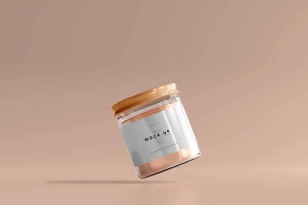 Glass Cosmetic Jar Mockup Psd