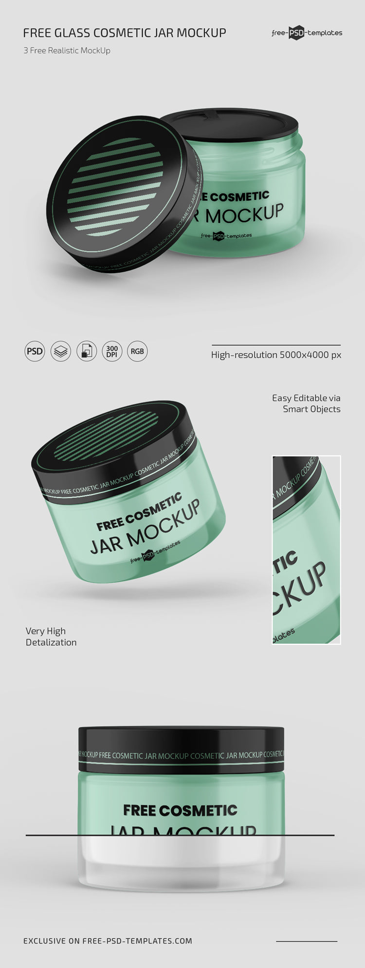 Glass Cosmetic Jar Mockup