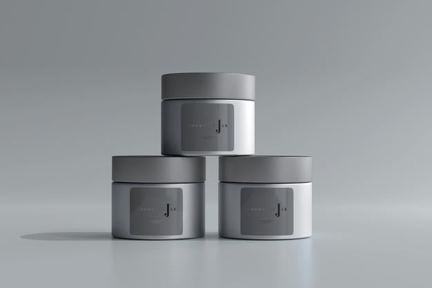 Glass Cosmetic Jars Mockup Psd