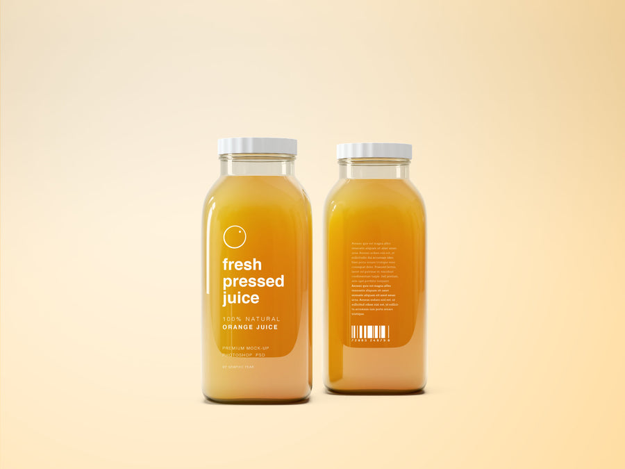Glass Juice Bottle Mockup Psd
