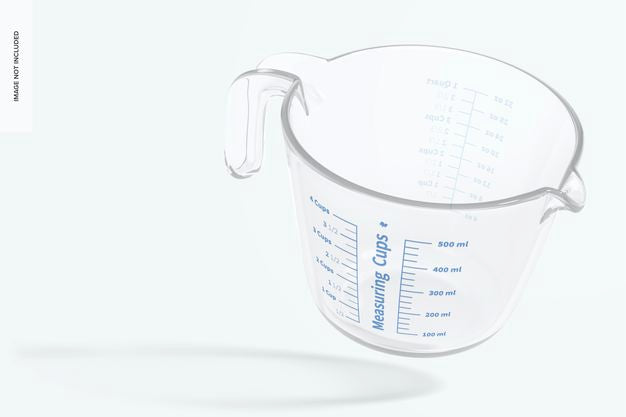 Glass Measuring Cup Mockup, Floating Psd