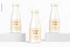 Glass Milk Bottles Set Mockup Psd