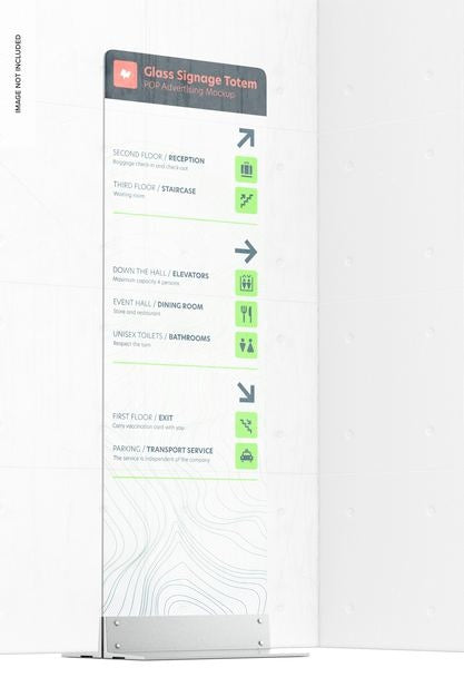 Glass Signage Totem Mockup, Front View Psd