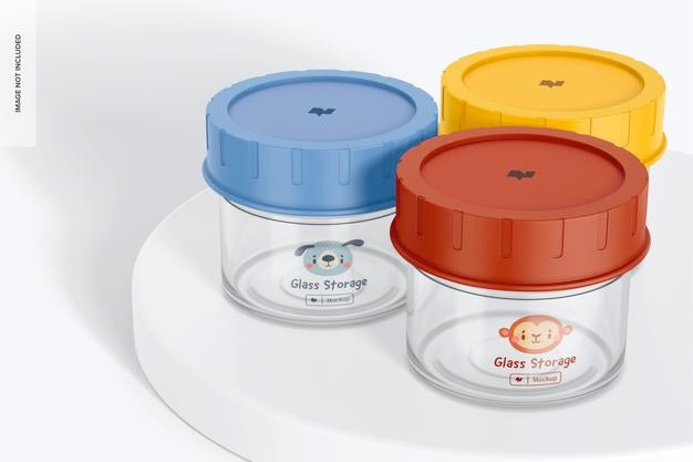 Glass Storage Jars Mockup, Perspective Psd