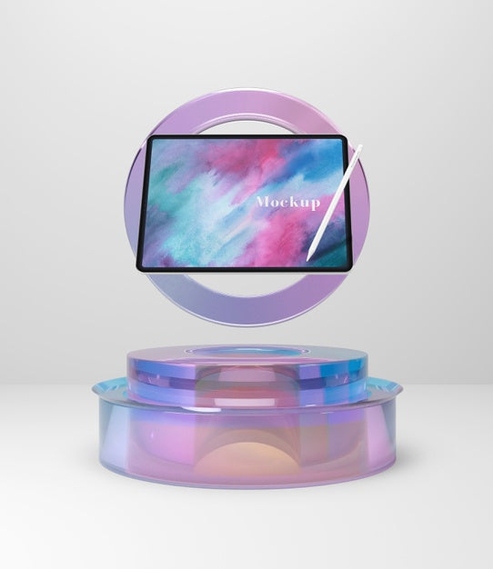 Glass Support With Tablet Device Psd