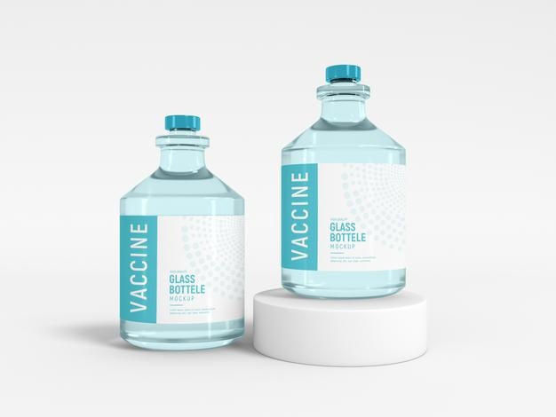 Glass Vaccine Bottle Packaging Mockup Psd