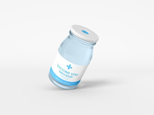 Glass Vaccine Vial Packaging Mockup Psd
