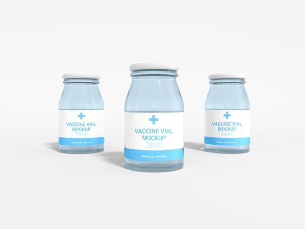 Glass Vaccine Vial Packaging Mockup Psd