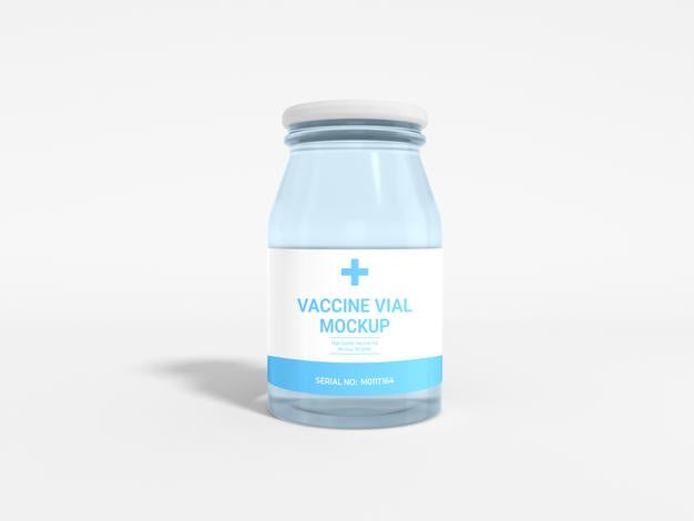 Glass Vaccine Vial Packaging Mockup Psd