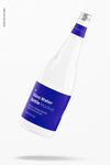 Glass Water Bottle Mockup, Falling Psd