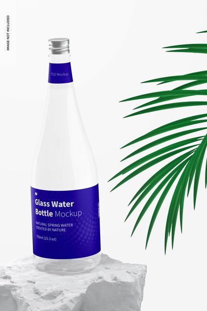 Glass Water Bottle Mockup Psd