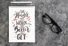 Glasses Beside Notebook With Inspirational Message Psd
