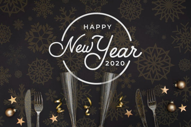 Glasses For Champagne And Cutlery For New Year Party Psd