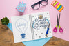 Glasses Scissors And Notebook With Motivational Message Psd