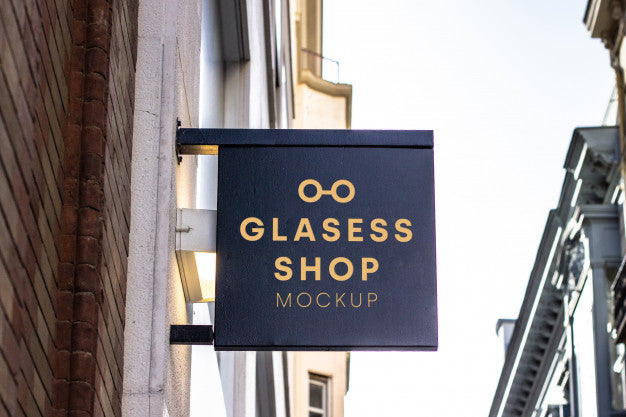 Glasses Shop Signboard Mockup Psd