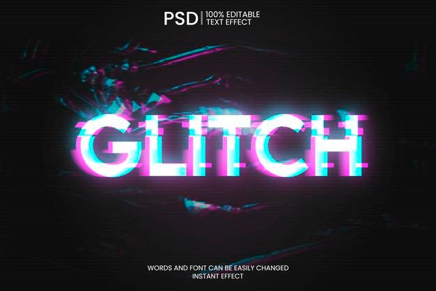 Glitch Text Effect Psd