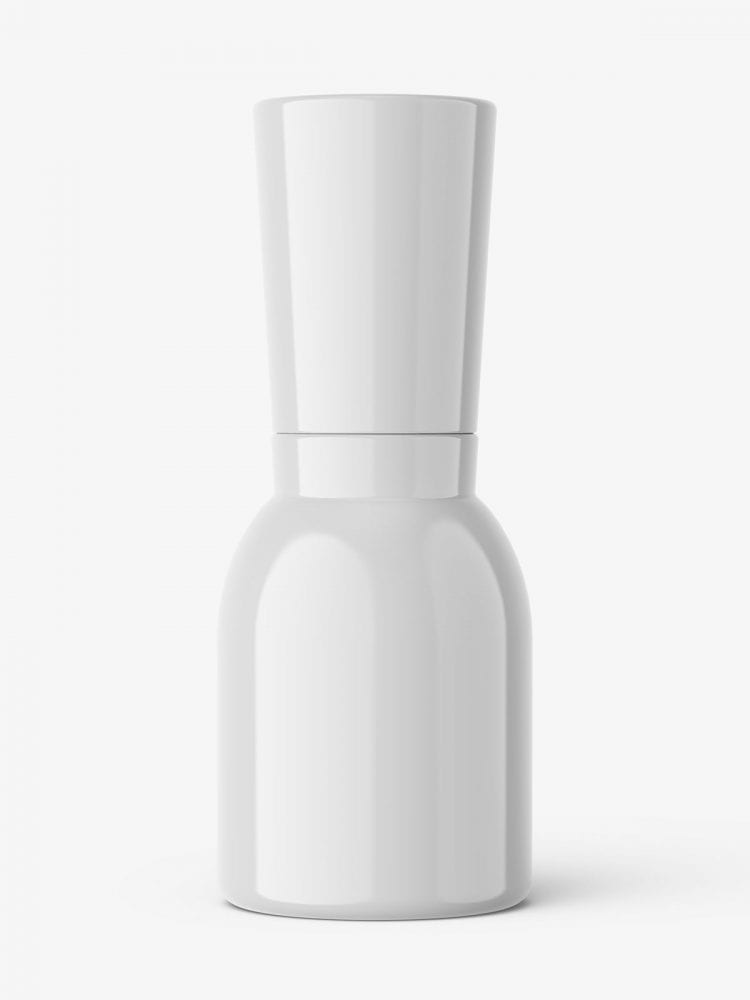 Glossy Bottle With Narrowing Neck Mockup