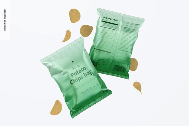 Glossy Chips Bags Mockup Psd
