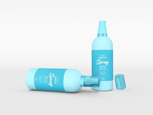 Glossy Cosmetic Spray Bottle Packaging Mockup Psd