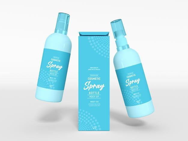 Glossy Cosmetic Spray Bottle Packaging Mockup Psd