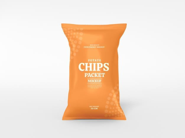 Glossy Foil Chips Packet Mockup Psd