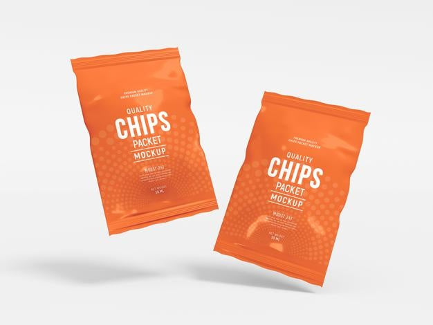 Glossy Foil Chips Packet Mockup Psd