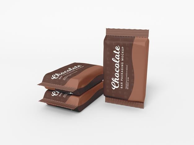 Glossy Foil Chocolate Bar Packaging Mockup Psd