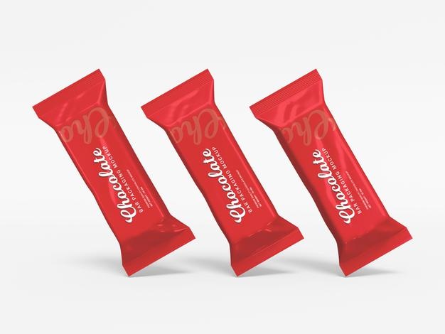 Glossy Foil Chocolate Bar Packaging Mockup Psd