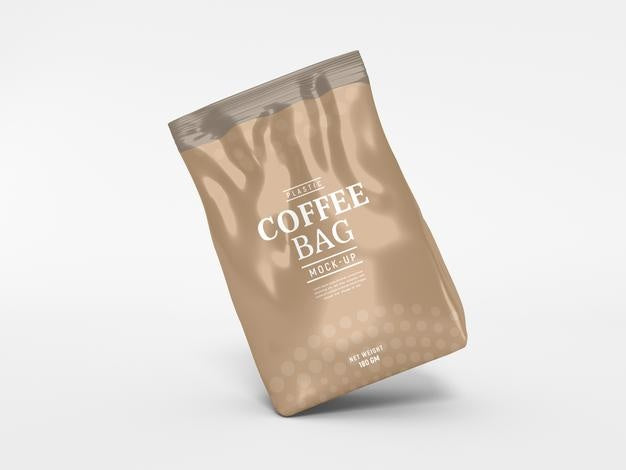 Glossy Foil Coffee Bag Packaging Mockup Psd