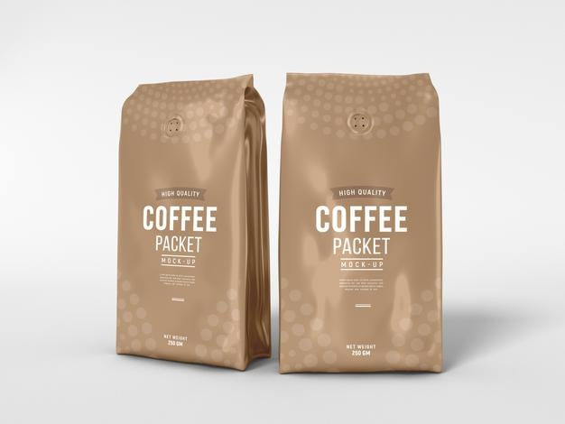 Glossy Foil Coffee Packaging Mockup Psd