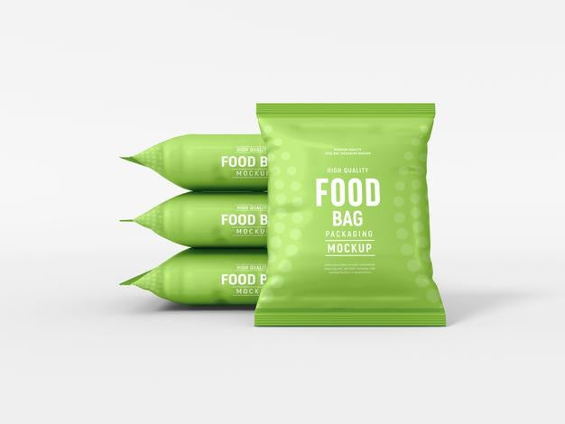 Glossy Foil Food Bag Packaging Mockup Psd