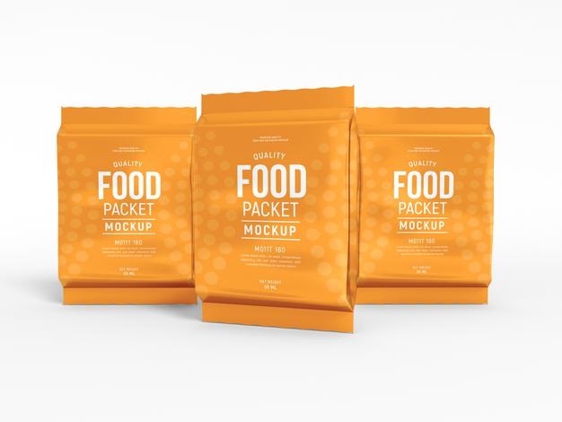 Glossy Foil Food Packet Mockup Psd