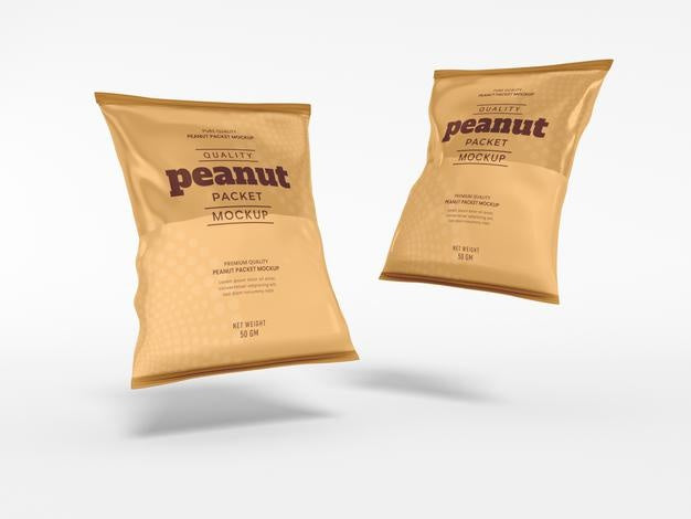 Glossy Foil Peanut Packaging Mockup Psd