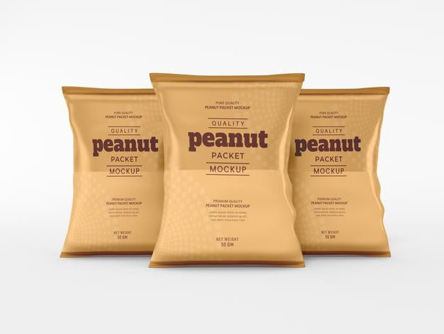 Glossy Foil Peanut Packaging Mockup Psd