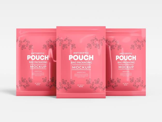 Glossy Foil Pouch Bag Packaging Mockup Psd