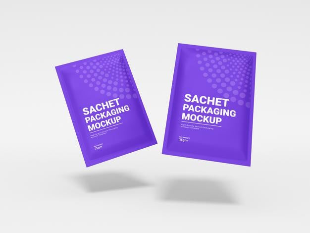 Glossy Foil Sachet Packaging Mockup Psd